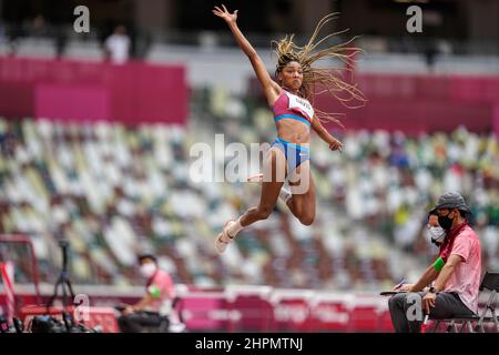 Tara Davis participating in the Tokyo 2020 Olympic Games in the long