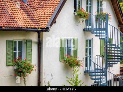 Facade of a traditional house in Bavaria, Germany Stock Photo