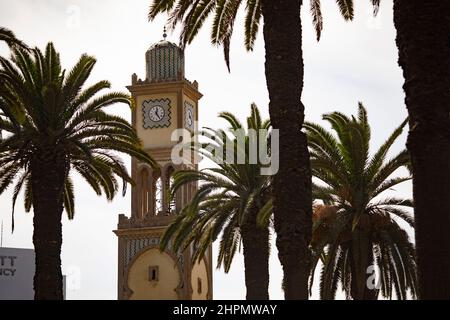 Clock tower in central Casablanca, Morocco. Stock Photo