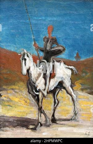 Don Quixote by Honoré Daumier (1808-1879), oil on canvas, c. 1868 Stock Photo