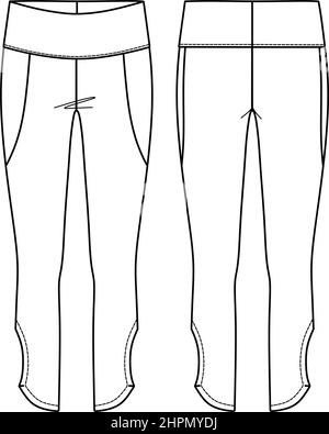 Legging pant technical drawing Fashion flat sketch vector