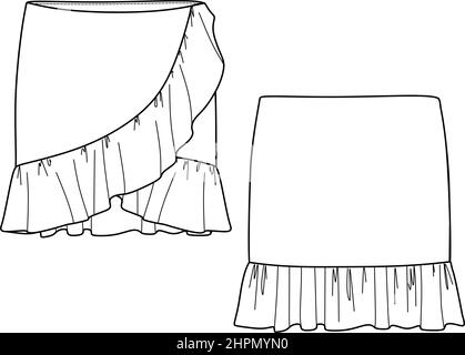 Skirt Design Fashion Flat Sketch Stock Illustration - Download Image Now -  Design, Fashion, Fashionable - iStock