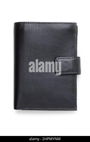 Black leather men's wallet isolated on white Stock Photo