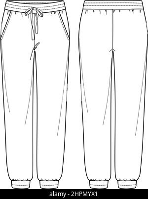 Silhouette of pants side view technical fashion illustration with ...