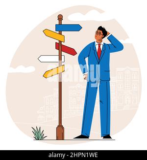 Make Your Choice or Choose the Right Success Road Illustration in ...