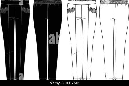 Slim fit Leggings pants fashion flat sketch vector illustration