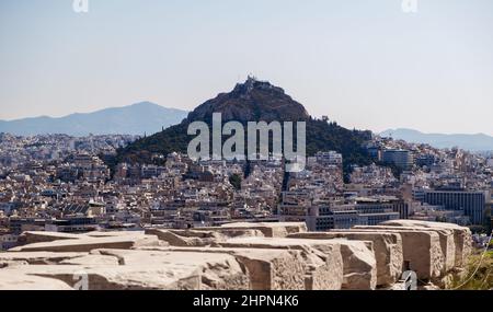 View from acropolis on Lycabettus Hill Stock Photo