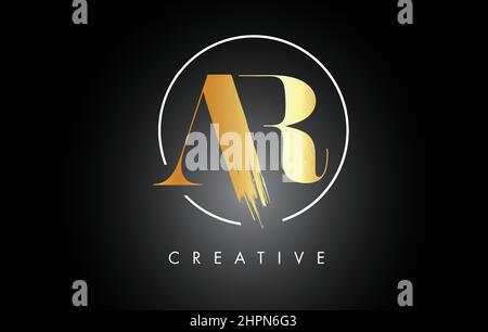 AR Brush Stroke Letter Logo Design. Black Paint Logo Leters Icon with ...