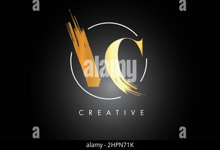 VC Letter Design with Brush Stroke and Modern 3D Look Vector ...