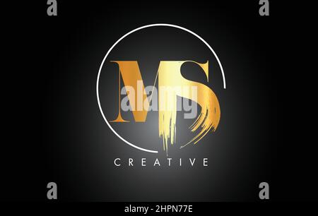 MS Brush Stroke Letter Logo Design. Black Paint Logo Leters Icon with ...