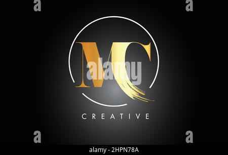 MC M C Golden Letter Logo Design with a Creative Cut. Creative logo ...