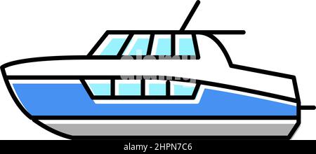 cabin cruiser boat line icon vector illustration Stock Vector Image ...