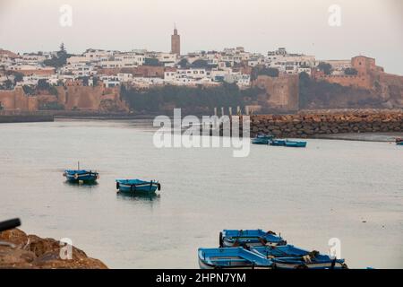 The Bou Regreg river flows along the old central medina in Rabat, Morocco. Stock Photo