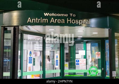 Main entrance to Antrim Area Hospital. Stock Photo