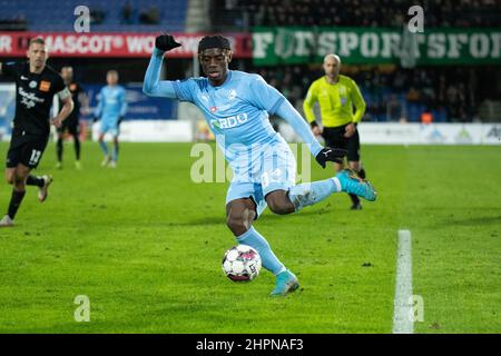 Randers, Denmark. 21st, February 2022. Stephen Odey (90) of Randers FC seen during the 3F Superliga match between Randers FC and Viborg FF at Cepheus Park in Randers. (Photo credit: Gonzales Photo - Balazs Popal). Stock Photo