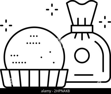 chocolate candy in spherical form line icon vector illustration Stock Vector