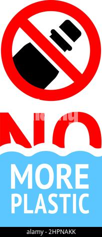 No more plastic bottle forbidden banner, modern prohibited sticker Stock Vector