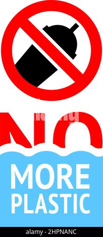 No more plastic cup forbidden banner, modern prohibited sticker Stock Vector