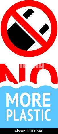 No more plastic bag forbidden banner, modern prohibited sticker Stock Vector