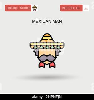 Mexican man Simple vector icon. Stock Vector