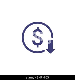 Cost reduction icon vector. Reduce costs sign and symbol vector design ...