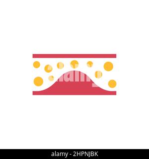 Cholesterol icon artery thrombosis micro vascular desease. Arteriosclerosis blood vector atherosclerosis risk Stock Vector