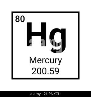 Mercury chemical periodic element Hg. Vector mercury science chemistry icon Stock Vector