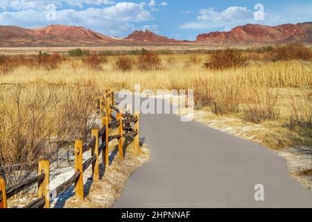 Paved hiking path in at Duck Creek Trail near Las Vegas, Nevada Stock Photo
