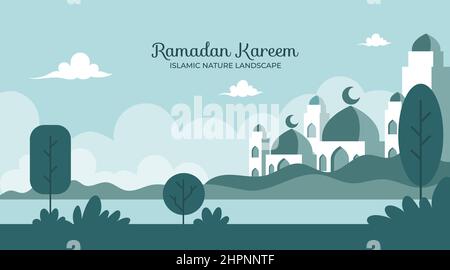 Eid mubarak greeting card background with simple flat design Stock Vector