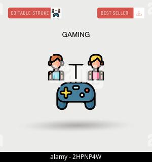 headset gaming pc line icon vector illustration Stock Vector Image ...