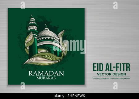 Hand drawn eid mubarak background for greeting card Stock Vector