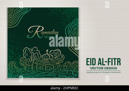 Hand drawn Ramadan kareem greeting card template Stock Vector