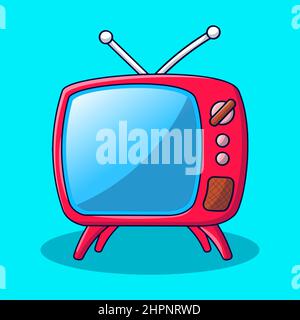 Cute old television with hand drawn doodle illustration cartoon style Stock Vector