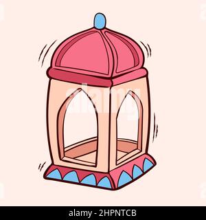 Islamic Lantern with colored hand drawn vector illustration Stock Vector