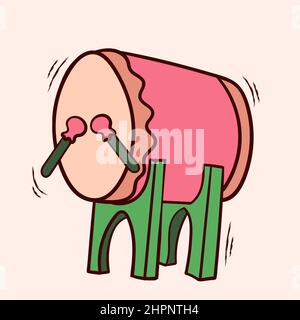 Islamic Bedug with colored hand drawn vector illustration Stock Vector