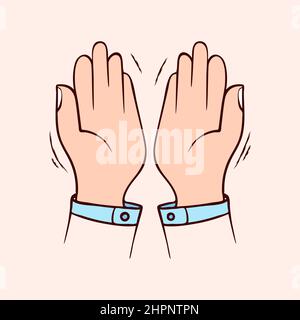 Muslim Praying hand with simple colored hand drawn vector illustration Stock Vector