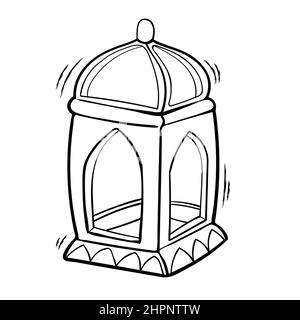 Islamic Lantern with hand drawn sketching vector illustration Stock Vector