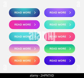 Modern read more color vector buttons isolated. Read more arrow web ...