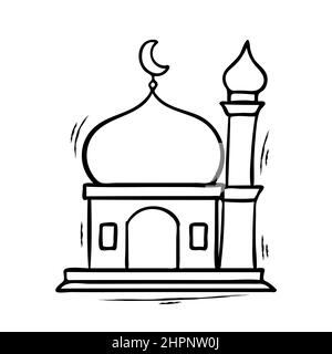 Simple mosque with hand drawn sketching vector illustration Stock Vector