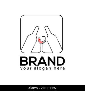 Wine Bar logo vector. Flat design. Vector Illustration on white background Stock Vector