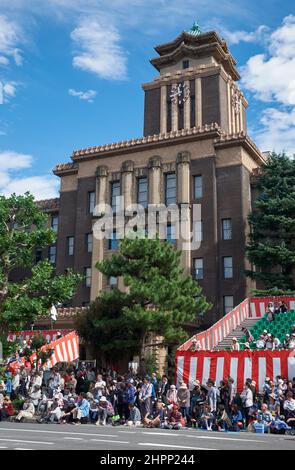 Nagoya, Japan - October 20, 2019: Spectators gathered in front of the Nagoya City Hall to see the parade of the autumn Nagoya festival. Japan Stock Photo