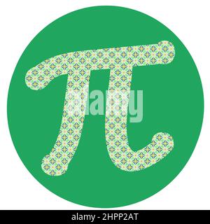 Pi day holiday greek letter pi inside a green circle isolated on white. π is the ratio of the circumference of a circle to its diameter. Pi day is Mar Stock Photo