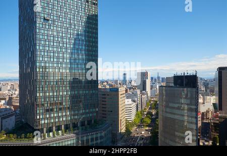 Nagoya, Japan - October 22, 2019: The view from the tower of JR Nagoya station to the Sakura dori avenue and Dai Nagoya Building. Nagoya. Japan Stock Photo