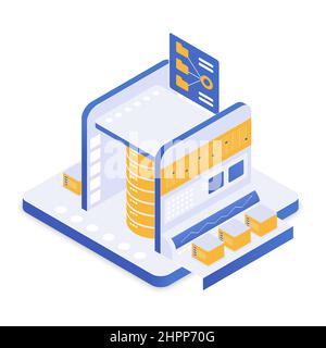 Big data information storage technology server. Keeping info infrastructure business solutions Stock Vector
