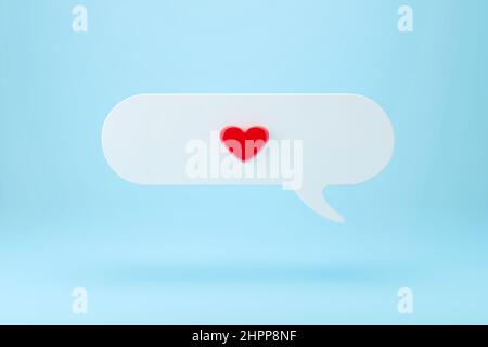 Red heart with blank white speech bubble pin isolated on white background ,3D rendering Stock Photo