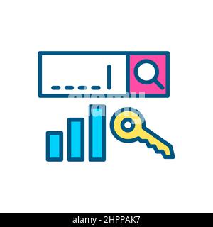 Keyword data analysis. Pixel perfect, editable stroke color icon Stock Vector