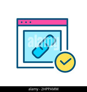 Backlink created. Another website traffic links. SEO concept. Pixel perfect, editable stroke color icon Stock Vector