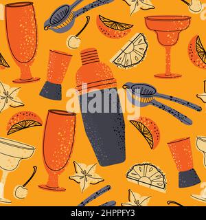Vector bartender equipment seamless pattern.  Stock Vector