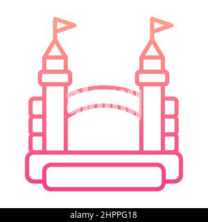 Bouncy castle gradient outline icon. Jumping inflatable house on kids playground. Vector logo EPS 10 Stock Vector