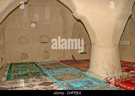 The central pillar supporting the roof of the Al-Bidya Mosque  in the Emirate of Fujairah, in the UAE. Stock Photo